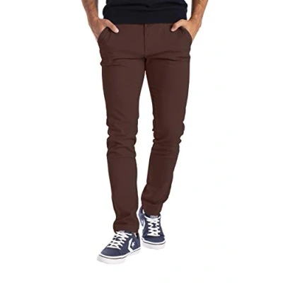 Abbildung von BlauerHafen Herren Designer Chino Hose Stretch Stoff Chinohose Slim Fit Casual Trousers (32W / 32L, Schokoladenbraun)