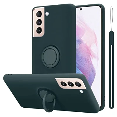 Abbildung von Cadorabo Hülle kompatibel mit Samsung Galaxy S22 Plus Schutzhülle TPU Silikon Case Liquid Design Ring Slim Kratzfest Liquidsilikon Microfaser für in Grün