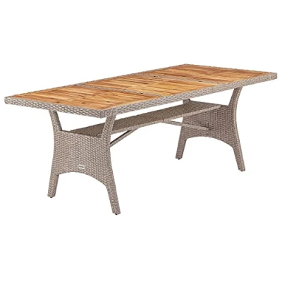 Abbildung von Casaria Gartentisch (1 St), Polyrattan mit Ablage FSC® zertifiziertes Akazienholz 190x90cm