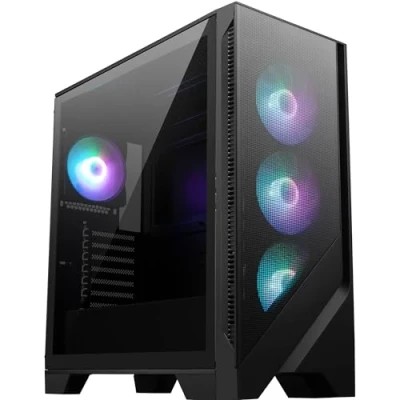 Abbildung von MSI MAG Forge 321R Airflow Mid Tower PC Gehäuse ATX Kapazität, RTX 40 GPU Unterstützung, ARGB Lüfter, magnetische Staubfilter, gehärtetes Glas, 4 LHub, USB 3.2 Generation 2x2 Typ C