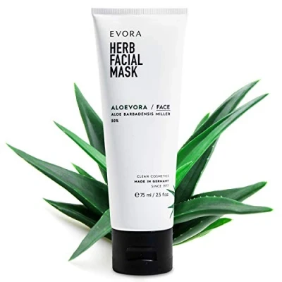 Abbildung von EVORA© Aloevora Herb Facial Mask Aloe Vera Gesichtsmaske Anti Aging Maske gegen Mitesser und Pickel Peeling für das Gesicht Gesichtspflege die Haut