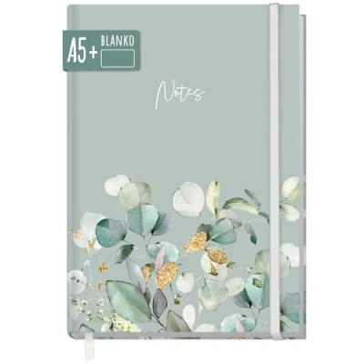 Abbildung von paper&amp;you® Notizbuch A5+ blanko mit Gummiband &quot;Minty Leaves&quot; 156 Seiten, 78 Blatt als Bullet Journal Skizzenheft Skizzenbuch Tagebuch Notizheft nachhaltig &amp; klimafreundlich