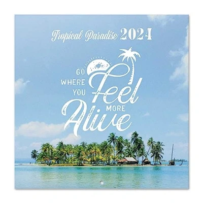 Abbildung von Grupo Erik Kalender 2024 Wandkalender Tropical Paradise Familienplaner 30 x cm 12 Monate + Letzten 4 2023 auf einer Seite