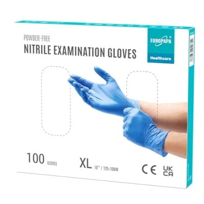 Abbildung von EUROPAPA® 100x Nitrilhandschuhe Einweghandschuhe Einmalhandschuhe Untersuchungshandschuhe Nitril Handschuhe puderfrei ohne Latex unsteril latexfrei disposible gloves (XL, Ocean Blau)