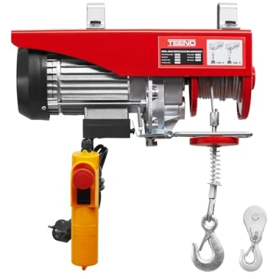 Abbildung von TEENO Elektrische Seilwinde 300kg bis 600kg Hubhöhe 12m Seilzug Kupfermotor 1200W Hubgeschwindigkeit Hebezug Seilhebezug Kettenzug Motorwinde Flaschenzug