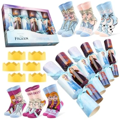 Abbildung von Disney Lilo Und Stitch Weihnachts Knallbonbons mit Socken, Marvel Mickey Mouse Frozen Christmas Crackers Lustige Socken Kleine Geschenke Weihnachten (Blau Kind)