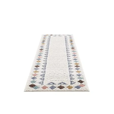 Abbildung von Carpet City Hochflor Läufer &quot;Focus&quot;, rechteckig, Boho Teppich, besonders weich, mit Bordüre, 3D Effekt