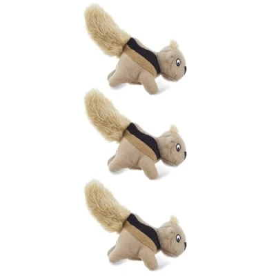 Abbildung von Outward Hound Squeakin&#039; Squirrels Plüsch Eichhörnchen Hundespielzeug Ersatztiere 3er Pack