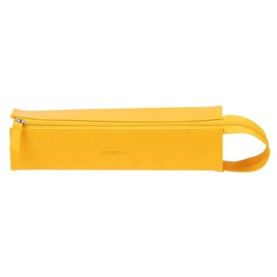 Abbildung von Rhodia 319026C Schlampermäppchen Rhodiarama, rechteckig 23x5x5 cm, flache Öffnung, langer Reißverschluss, praktisch und elegant aus Kunstleder, Gelb, 1 Stück