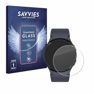 Abbildung von Savvies Panzer Schutz Glas für Samsung Galaxy Watch 6 (44 mm) 9H Hartglas, Anti Fingerprint, Displayschutz