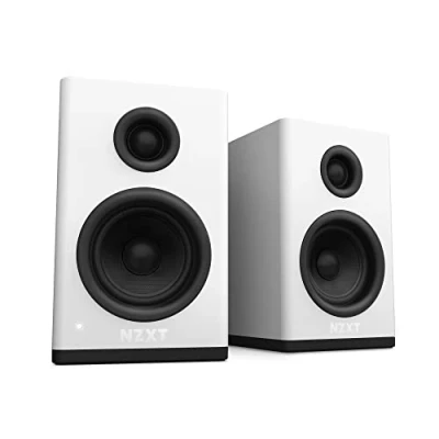 Abbildung von NZXT Relay PC Gaming Desktop Lautsprecher AP SPKW2 EU Full Range Sound 80 Watt Hoher Dynamikbereich Seidenkalotten Hochtöner Glasfaser Tieftöner Weiß