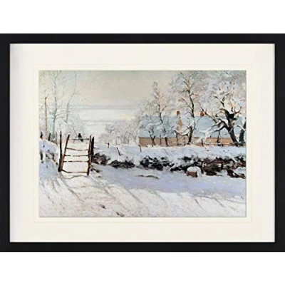 Abbildung von 1art1 Claude Monet Poster Die Elster, 1868 69 Gerahmtes Bild Mit Edlem Passepartout Wand Bilder Im Bilderrahmen 80x60 cm