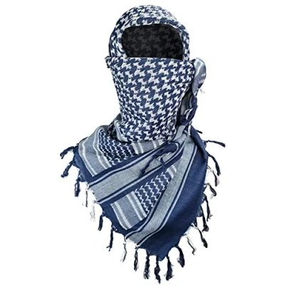 Abbildung von Luxns Militärischer Shemagh Taktischer Wüsten Schal / 100% Baumwolle Keffiyeh Wrap für Damen und Herren, Blau, Einheitsgröße