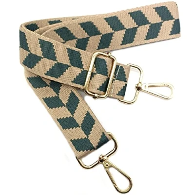 Abbildung von Verstellbarer Schultergurt Taschengurt Khaki und Schwarz, Taschengurte zum Wechseln, Breit mit Karabiner Gold, 80 130 cm Tragegurt Tasche für Damen Schulterriemen, Handtasche, 3.8cm, 3