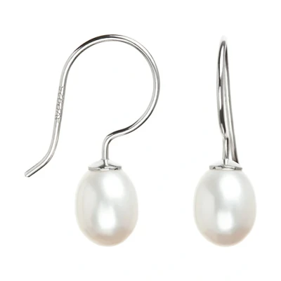 Abbildung von Valero Pearls Damen Ohrhänger Hochwertige Süßwasser Zuchtperlen ca. 8 mm Tropfenform weiß 925 Sterling Silber Perlenohrhänger mit echten Perlen