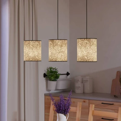 Abbildung von Hängelampe Butterburn, Länge 86 cm, beige/grün, 3 flg.,