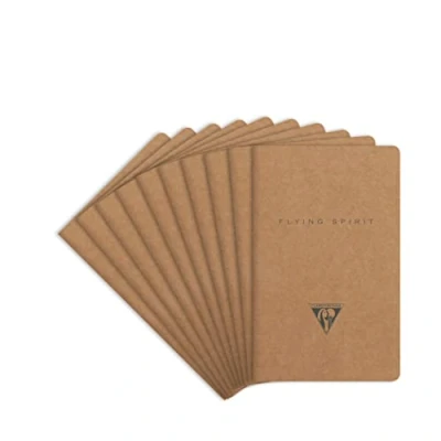 Abbildung von Clairefontaine 103586C Packung mit 10 Hefte Flying Spirit, liniert 7,5x12 cm 24 Blatt, Braun Motiven sortiert, 1 Pack