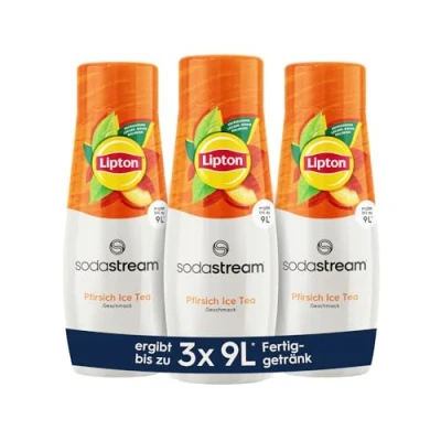Abbildung von SodaStream Sirup 3x Lipton Ice Tea Pfirsich, 1x Flasche ergibt 9 Liter Fertiggetränk, Sekundenschnell zubereitet und immer frisch, 440 ml