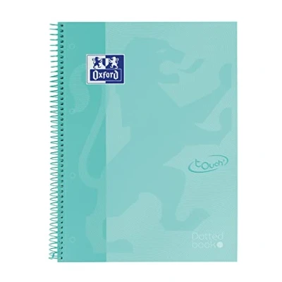 Abbildung von Oxford, A4+ Notizbuch, gepunktet, Bullet Journal, extra harter Einband, 80 Blatt, mikroperforiert, Europeanbook Dotbook Touch, Ice Mint Pastellfarben