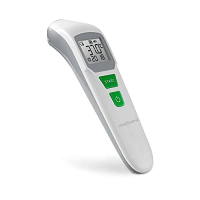 Abbildung von medisana TM 762 digitales Stirnthermometer Fieberthermometer für Babys, Kinder und Erwachsene mit visuellem Fieberalarm, Speicherfunktion Messung von Flüssigkeiten
