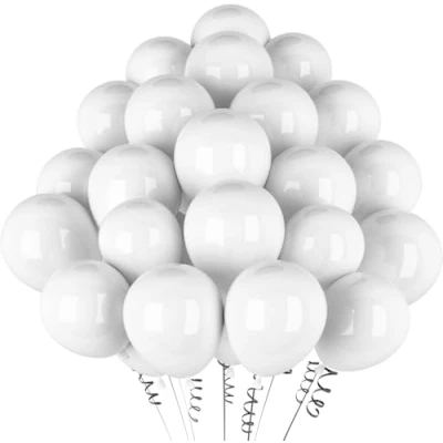 Abbildung von hpnparty Luftballons Weiß Metallic, 50 Stück 12 Zoll Luftballons, helium ballons Latex ballon für Geburtstagsdeko, Babyparty, Hochzeitsdeko, Taufe Deko, Partydeko