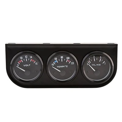 Abbildung von Qiilu Triple Gauge Kit, 52 mm 3 in 1 Stärken Öl Druck Meter Wassertemperatur Voltmeter für Auto Truck