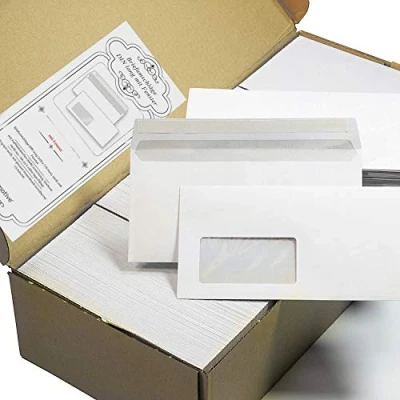 Abbildung von PREMIUM Briefumschläge DIN lang Mit Fenster (1000 Stück) Haftklebestreifen (kein Austrocknen bis 5 Jahre) 220 x 110 mm, 80 g/qm