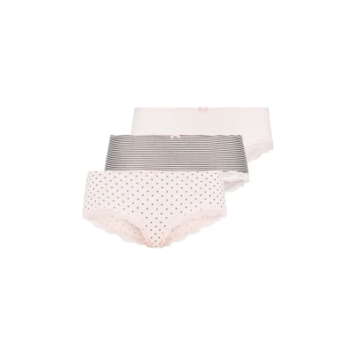 Abbildung von Lascana 3 PACK Slip rosauni gepunktet gestreift, Damen, Größe: 32/34, Rosa uni gestreift