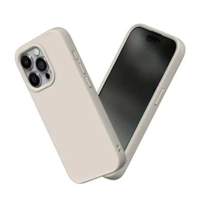 Abbildung von RhinoShield Case kompatibel mit [iPhone 15 Pro] SolidSuit Stoßdämpfende &amp; schlanke Schutzhülle Premium Finish 3.5 Meter Fallschutz Sandbeige