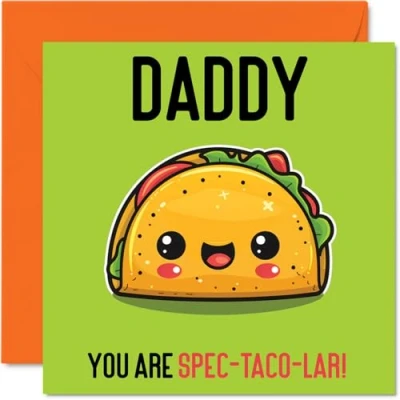 Abbildung von Stuff4 Geburtstagskarte für Papa Spec Taco lar lustige vom Sohn und Tochter, Vatertagskarte Vater, 145 mm x mm, Witz Grußkarten Männer Ihn