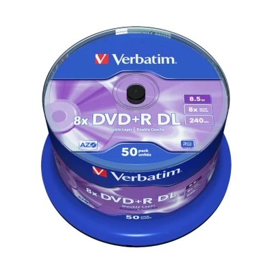 Abbildung von DVD+R 8,5 GB VERBATIM Double Layer 8x, Matt Silver Surface Cakebox 50 Stück