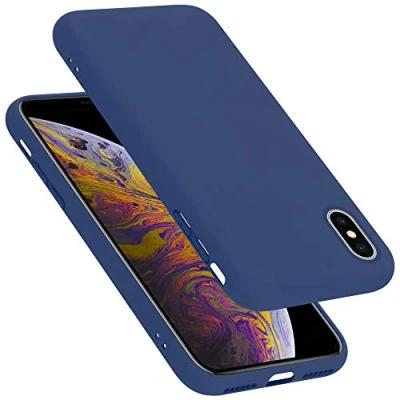 Abbildung von Cadorabo Hülle kompatibel mit Apple iPhone X/XS Silikon Handyhülle für Case aus flüssigem Kratzfeste und stoßfeste dünne TPU Schutzhülle X Liquid BLAU
