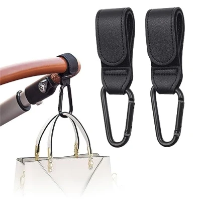 Abbildung von 2 Stück Kinderwagen Haken,Karabiner Kinderwagen,Haken Kinderwagen,Kinderwagenhaken,Haken für Kinderwagen,Kinderwagen Haken Taschen,für Kinderwagen,Einkaufswagen (Schwarz)