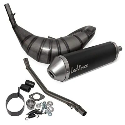 Abbildung von Auspuffanlage LeoVince Komplettanlage X FIGHT Black Edition, Edelstahl schwarz, mit Zulassung für Aprilia RX 50 / SX