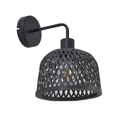 Abbildung von Lindby Wandleuchte Eskil, Ø 18,5 cm, schwarz, Bambus