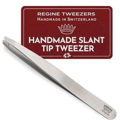 Abbildung von Regine Switzerland Slant Tip Tweezers 100% Handmade Surgical Grade Stainless Steel Professional Precision Eyebrow and Hair Remover World&#039;s Best