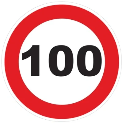Abbildung von Aufkleber Geschwindigkeitsbegrenzung für Busse, Kreis, Rot Traktor, Schwergewicht, Geschwindigkeitsbegrenzung, LKW, 100 km/h, selbstklebend, 10 cm Durchmesser