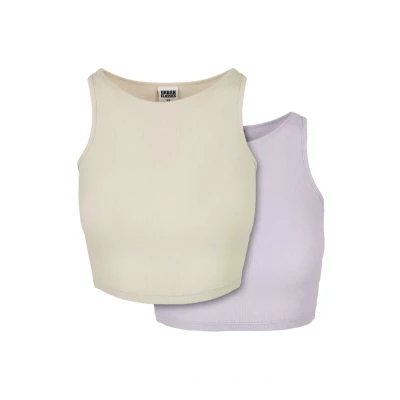 Abbildung von Urban Classics Cropped 2PACK Top, Damen, Größe: 3XL, Softseagrasslilac