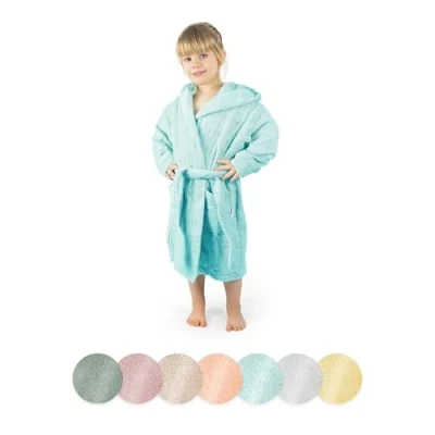 Abbildung von Ehrenkind® Bademantel Kinder mit Kapuze 100% Bio Baumwolle Kinderbademantel Junge Mädchen Größe 98/104 Poolblau