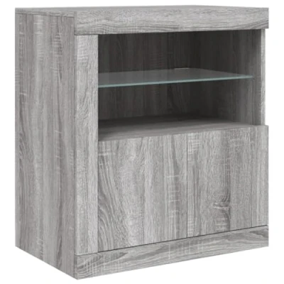Abbildung von vidaXL Sideboard, Kommode mit viel Stauraum, Highboard Schrank LED Leuchten, Anrichte Beistellschrank Standschrank, Modern, Grau Sonoma