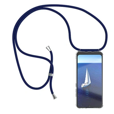 Abbildung von EAZY CASE Handykette kompatibel mit Xiaomi Mi A3 Handyhülle Umhängeband, Handykordel Schutzhülle, Silikonhülle, Hülle Band, Stylische Kette für Smartphone, Navy Blau