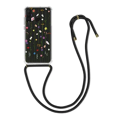 Abbildung von kwmobile Necklace Case kompatibel mit Huawei P30 Lite Hülle Silikon Cover Handykette Mehrfarbig Transparent Wildblumen Ranke