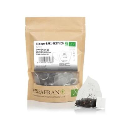 Abbildung von FRISAFRAN Bio Earl Grey Schwarztee in Pyramiden 30 Einheiten 60g Antiseptisch Schwarze Teeblätter Energetisierend Teebeutel Frischer und blumiger Tee