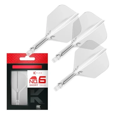 Abbildung von Target Darts K Flex Integrated Dart Flights and Shafts, Nr. 6 Klar (kurz) 3er Pack No6, Kflex All In One Moulded Flight &amp; Stem Professionelles Zubehör