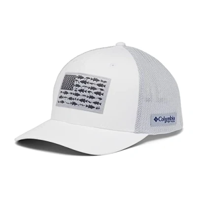Abbildung von Columbia Unisex Erwachsene PFG Fischflagge Mesh Ballkappe Cap, Weiß/Cool Grey/Bass Flagge, X Large
