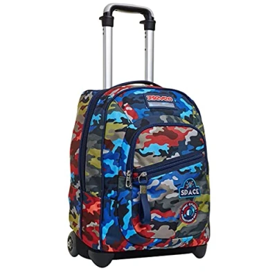 Abbildung von Seven TROLLEY, 2 in 1, Schulranzen mit Rollen, Rucksack Trolleyfunktion für Kinder, ab 1. Klasse, Schule, Reisen, Mädchen&amp;Jungen, blau, CAMO STAINS