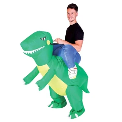 Abbildung von AirSuit® Aufblasbares Kostüm Dinosaurier Ausgefallenes Auflbaskostüm Premium Qualität Größe Erwachsene 160 bis 190cm Polyester Angenehm tragbar Resistent Mit Aufblassystem OriginalCup®