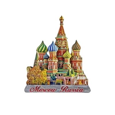 Abbildung von Moskau Russland 3D Kühlschrankmagnet Touristische Souvenirs Holz Magnetische Aufkleber Home &amp; Kitchen Dekoration aus China