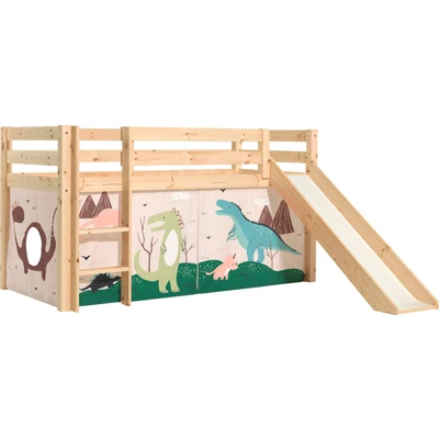 Abbildung von Vipack Spielbett &quot;Vipack Pino&quot;, (Made in Europe), Hochbett mit Textil Set, inkl. Rolllattenrost, Leiter und Rutsche