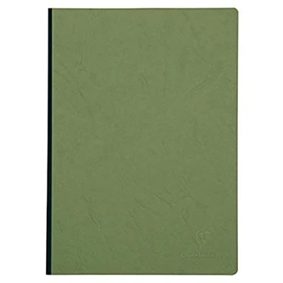 Abbildung von Clairefontaine 791463C Notizbuch / Kladde Age Bag DIN A4 21x29,7 cm, liniert, 96 Blatt, 90g, geleimt mit Lederstruktur, bedruckten Vorsatzblättern, Grün, 1 Stück
